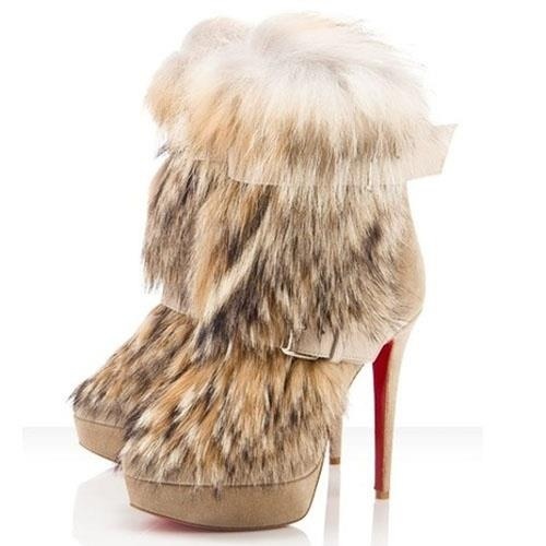 christian louboutin boots with fur