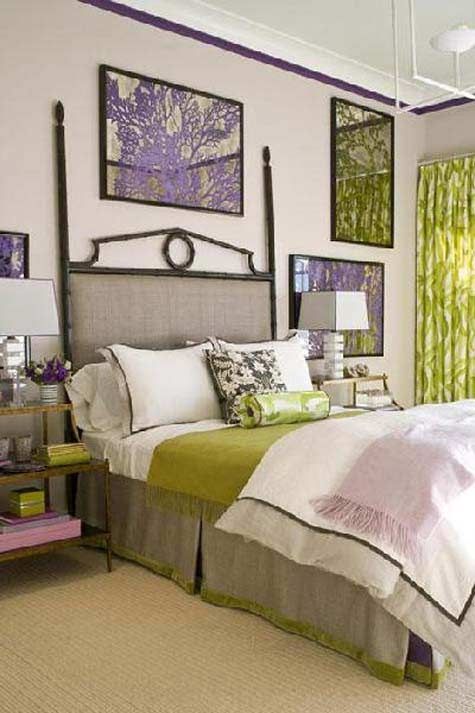 purple lime green and gray bedroom Google Search