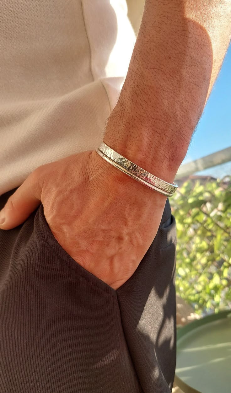 Cuff Bracelet Hammered Sterling Silver 9.5mm Wide Cuff Bracelet Hammered Sterling Silver 9.5mm Wide