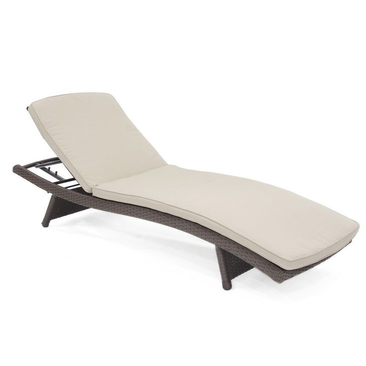 Jeco Set Of 2 Wicker Adjustable Chaise Lounger With Cushion Lounge Outdoor Cushions Wicker Adjustable Chaise Lounger, Wicker Outdoor Chaise Lounge Furniture