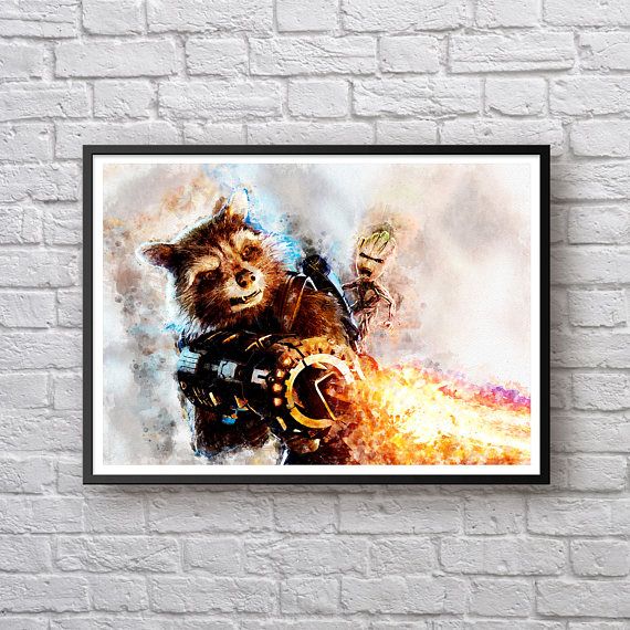 Avengers Endgame Film Artwork Xmas Gift Guardians Of The Galaxy Movie Poster Painting Marvel Superhero Wall Art Print Rocket Raccoon Art