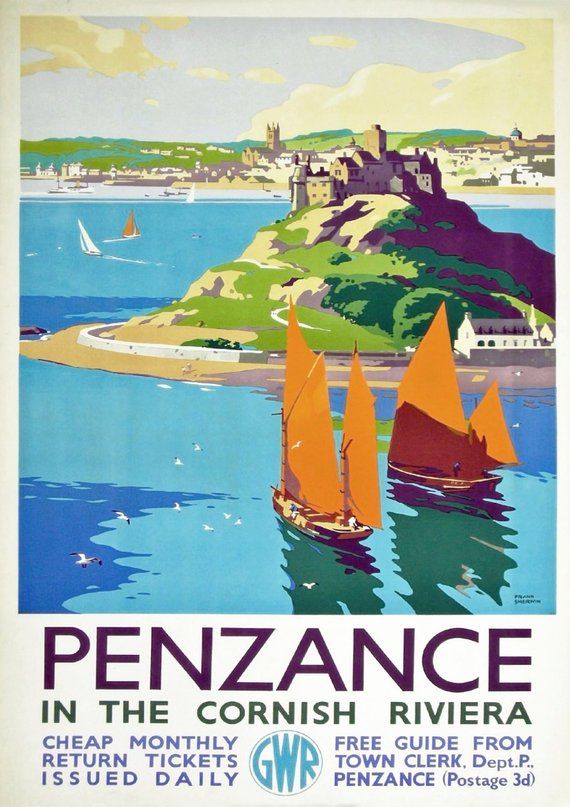 Vintage GWR Penzance Cornwall Railway Poster A4//A3//A2//A1 Print