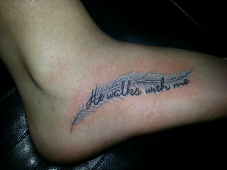 quot he walks with me quot feather tattoo tattoos by jud at 7 quot he walks with me quot feather tattoo tattoos by jud at 7