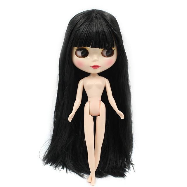 Blythe Nude Doll from Factory Matte Skin Face Jointed Body Dark Violet Long Hair