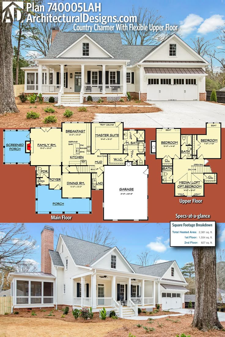 introducing architectural designs country charmer home plan 740005lah has 3 4 beds and 3 baths - Architectural Desings introducing architectural designs country charmer home plan 740005lah has 3 4 beds and 3 baths - Architectural Desings