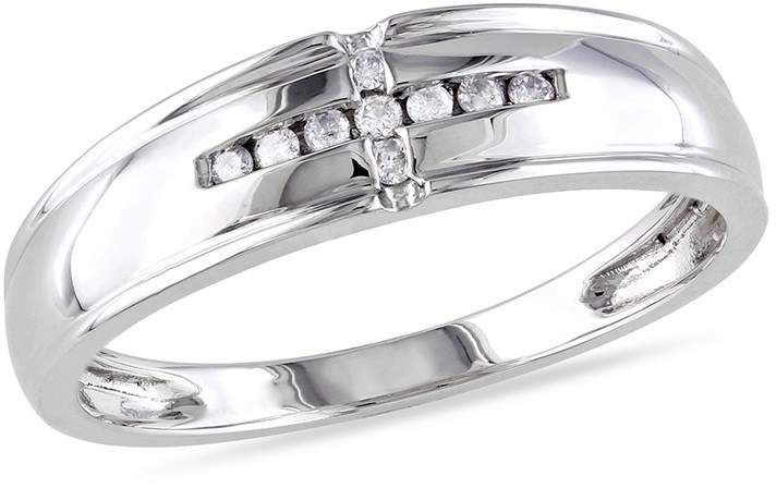 Size-5.75 G-H,I2-I3 Diamond Wedding Band in 14K White Gold 1//10 cttw,