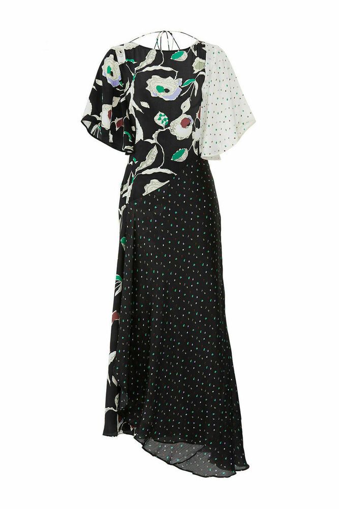 floral polka dot mix midi dress