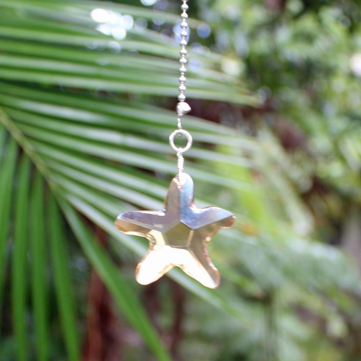 Crystal Starfish Ceiling Fan Pull Chain Pulls Sea Glass Decor Crystal Starfish Ceiling Fan Pull, Ceiling Fan Pulls Beach