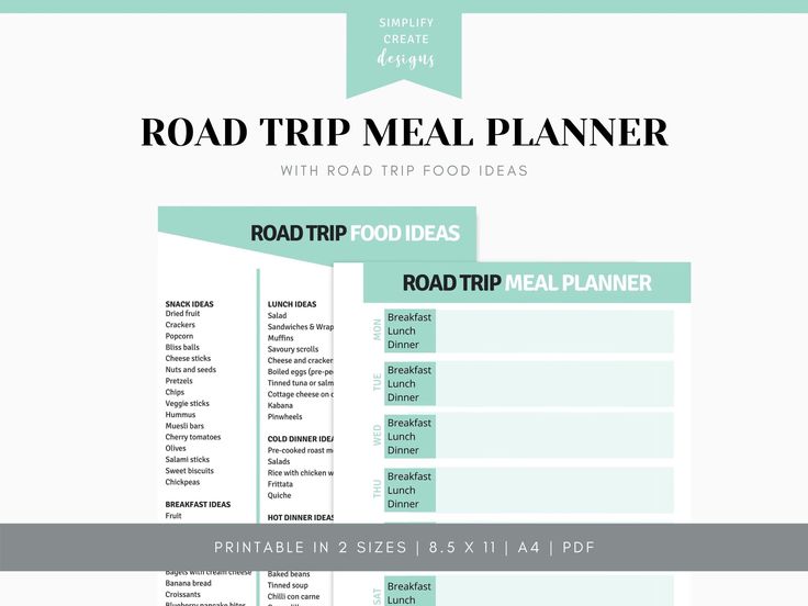 Printable Road Meal Planner Road Trip Trip Food List Ideas Breakfast best-road-trip-food-list-with-easy-to-pack-snacks-day-trip-tips
