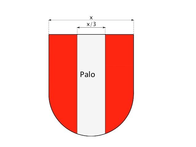 A Red And White Striped Shield With The Word Palo On It s Bottom Half a-red-and-white-striped-shield-with-the-word-palo-on-it-s-bottom-half