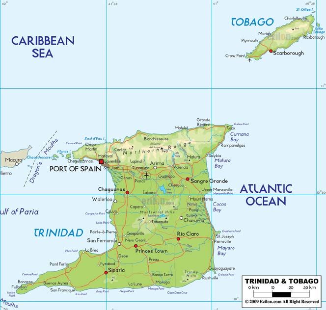 Location Map Of Trinidad And Tobago Showing Major Towns Roads And A0d3eabcc26cccd25787655b8c7c5b17