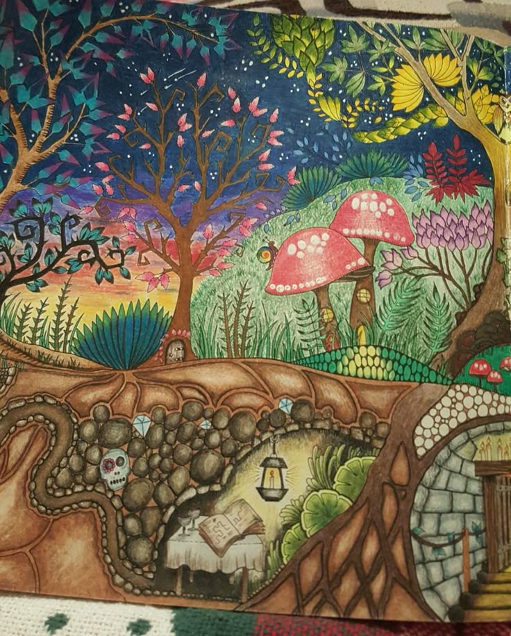 Finished Enchanted Forest Coloring Page