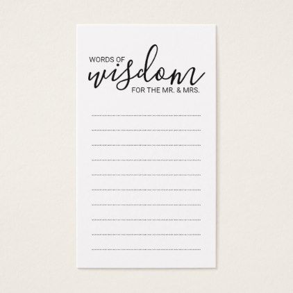 modern black and white wedding words of wisdom business card words to white wedding