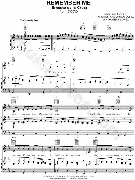 remember me coco piano notes remember me coco piano notes