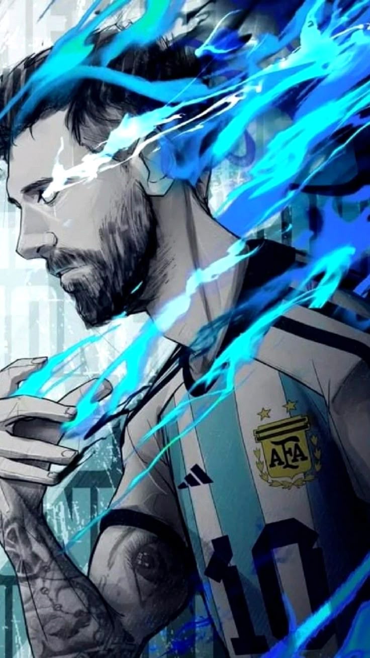 Lionel Messi | Argentina | World Cup | Blue Lock Wallpaper | Desenho de