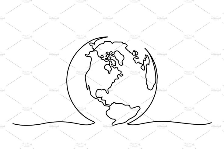 Globe of the Earth One line drawing | Globe tattoos, Line art tattoos ...