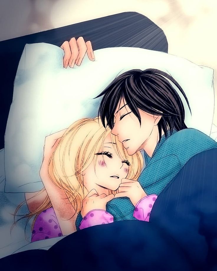 Cute anime couple sleeping