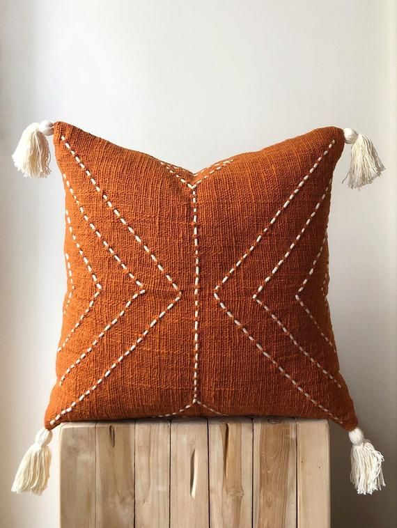 rust orange pillow
