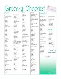 grocery checklist