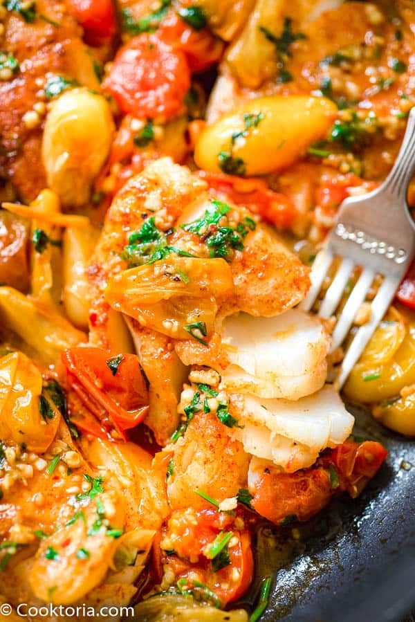 This super easy and tasty Cod Fish in Tomato Sauce is This super easy and tasty Cod Fish in Tomato Sauce is