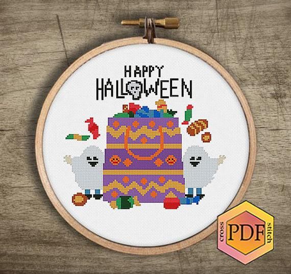 DMC Modern Holiday Christmas Halloween Cross Stitch Pattern Chart Kit 14 Count