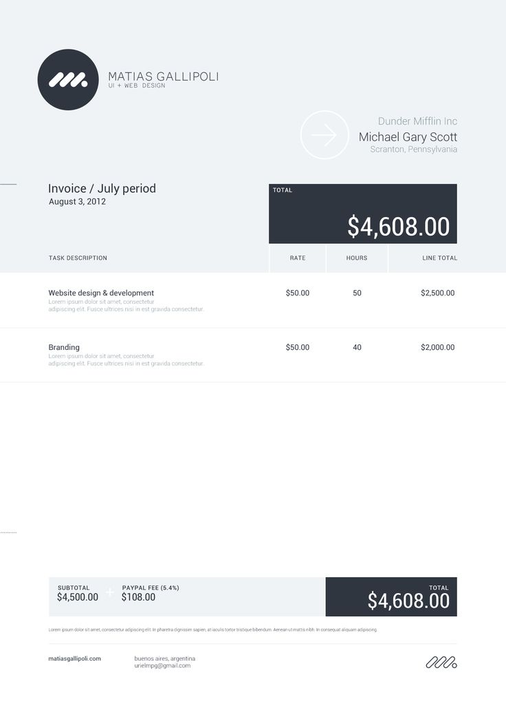 stationery invoice format