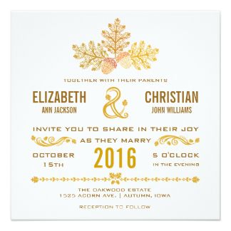 Autumn Acorns And Oak Leaves Wedding Invitation Fallwedding Autumn Acorns And Oak Leaves Wedding Invitation Fallwedding
