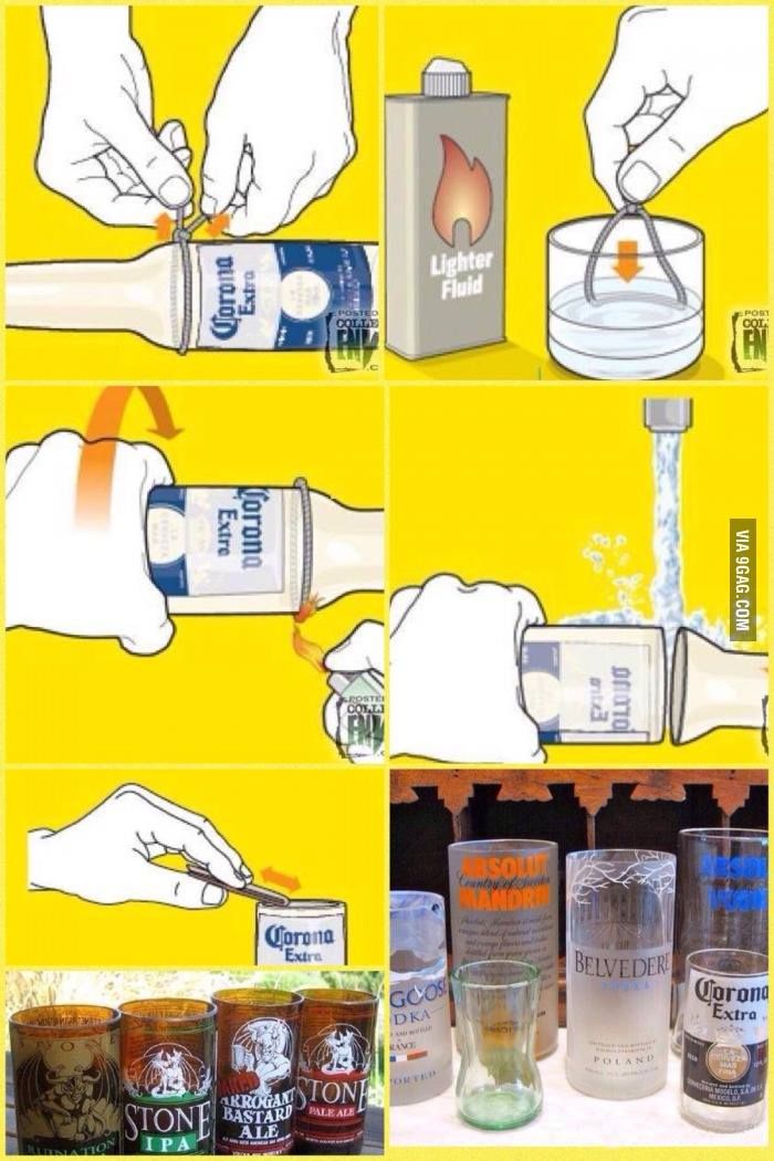 Cool drinking glasses made from old Vodka Bottles :)