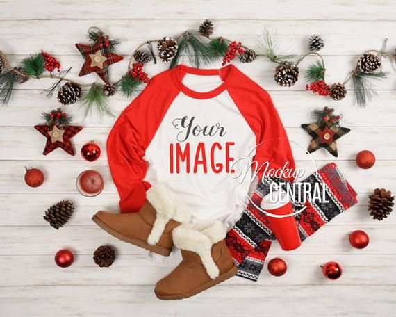 Download Reglan Christmas Shirt Mockup, White and Red Baseball T ...