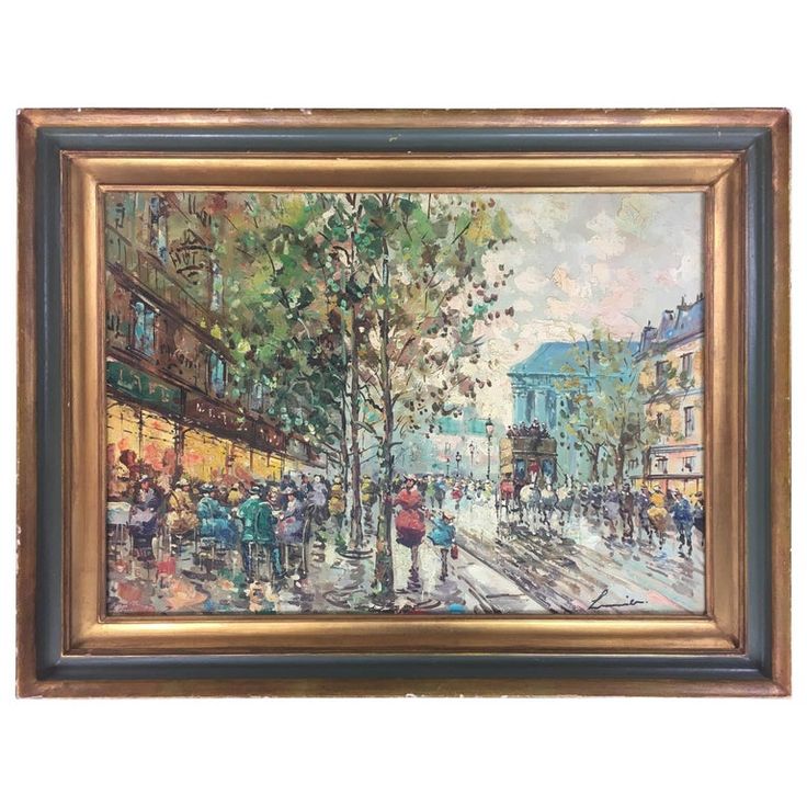 Impressionist "Parisian Street Scene" Original Oil on Canvas, Signed in