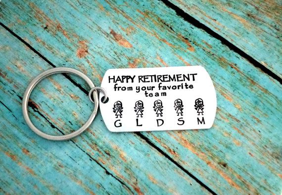 This listing includes a brushed aluminum dog tag that is hand stamped with your own work family members all on a keychain you can carry with you everywhere. The dog tag is 1 inch wide by 1 3/4 inches height and light weight. What I need from you at checkout: 1) Who you want the tag to read from (ex. 'Happy Retirement' in this pictured example) 2) The stick figures you need: Men, Women 3) Initials you want stamped underneath the men and women (like pictured) It will be left blank if they are not included. If you want it as a necklace instead, just leave a note at checkout. Several ways to CUSTOMIZE your keychain: (click on links and add to cart) Add an initial charm- https://www.etsy.com/listing/180681081 Add a birthstone- https://www.etsy.com/listing/173830712 Other Charm Options: Family Member Charms---> https://www.etsy.com/listing/181495868 Animal Charms---> https://www.etsy.com/listing/181497280 Sports Charms---> https://www.etsy.com/listing/181509361 Love & Nature---> https://www.etsy.com/listing/181499098 Silver Polishing Cloth (to make yours shine for life)- https://www.etsy.com/listing/181474764 **These are custom made, so if there are any changes you would like: feel free to do so! During checkout, you have an option to add a note on your order for any specifications or adjustments. Please send me a message if you have any questions or requests. All orders come in a beautiful organza bag, ready for gift giving! Want to see more? Here is my shop front---> www.etsy.com/shop/handmadelovestories ❤ Note: Each piece is hand stamped by striking a hammer, each letter at a time. The spacing and the depth of the letters vary - This creates the beauty and uniqueness of every single piece - No two are the same! If you have any concerns or are just new to hand stamped jewelry, let me know! I'll send you pictures of the item before shipping it you to make sure you love it! ❤ ------------------------------------------------------------------------------------------------------------------------ (New to Etsy? You will need to sign up for an Etsy account to checkout just like most online stores. After you add the item you want to your cart, it will show that you will pay through PayPal- You do not need to have a paypal account, nor pay that way. You will have the option to pay with any major credit / debit card) Happy Shopping!!! **Need it gift wrapped?? Click on the link and add to cart: https://www.etsy.com/listing/172134813/gift-wrap-option?ref=listing-shop-header-1 ***Need it in a hurry?? Click on the link and add to cart: https://www.etsy.com/listing/172135993/rush-my-order | Shop this product here: spree.to/bvp9 | Shop all of our products at http://spreesy.com/SabbysPlace32 | Pinterest selling powered by Spreesy.com