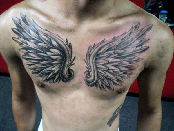 Archangel Michael Chest Tattoo Colored Angel Chest Tattoo Chest Tattoo Men Cool Chest Tattoos Cool Shoulder Tattoos