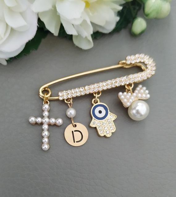 Gold Cross Newborn Brooch,Gold Brooch,Baby Pin Brooch,Good luck,Newborn Gift,Girl Brooch,Baby gift,Girl jewel,Baptism gift,Baby Brooch