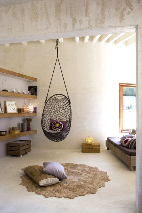 Design Under The Influence Rattan Hanging Chair Random Things Hanging Chair Moroccan Style Living Room Neutrals Purples Via Files