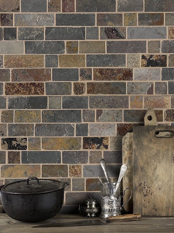 Another Slate Backsplash With Undercounter Lighting Slate Kitchen Slate Backsplash Black Granite Countertops