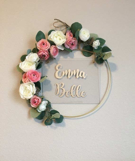 FLORAL GOLD METAL WREATH DOOR HANGER 12 INCH HOME /& CRAFT