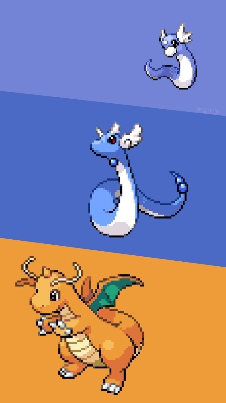 Dratini Evolves Pixelated Wallpaper Mobile Pokemon Backgrounds Pixel Art Pokemon Pokemon Art