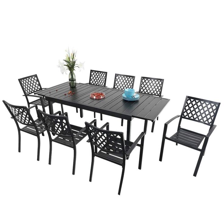 Mcgahan Rectangular 8 Person 60 84 Long Dining Set Outdoor Patio Chairs Furniture Sets Outdoor Dining Set Patio Chairs, Outdoor Dining Table For 10 Size