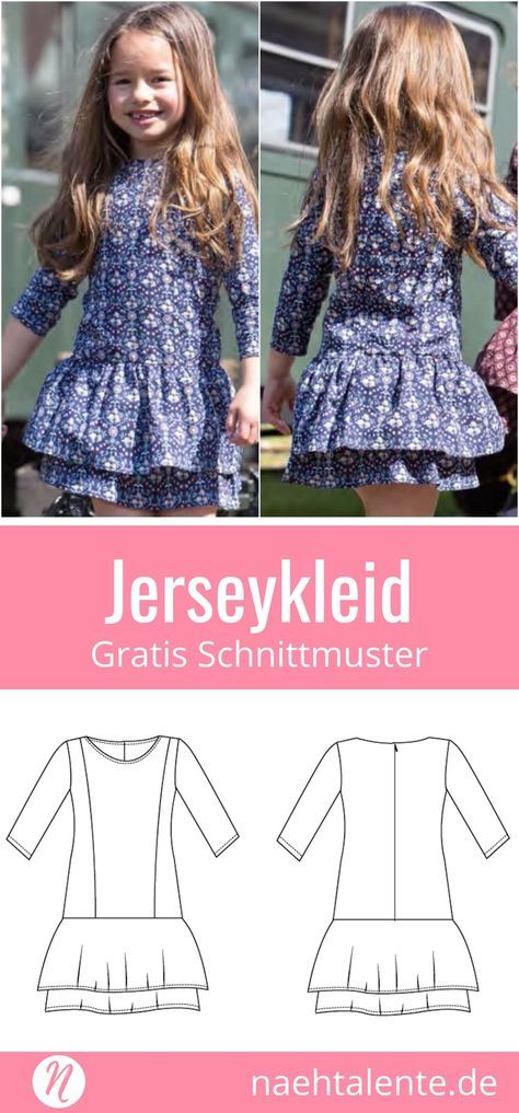 Freebook Mädchenkleid zum selber nähen mit Volants. Gr. 74 - 164. PDF-Schnittm...