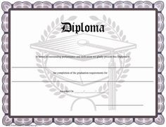 A distinctive printable diploma with a grey border and a graduation cap (mortarboard). Free to download and print