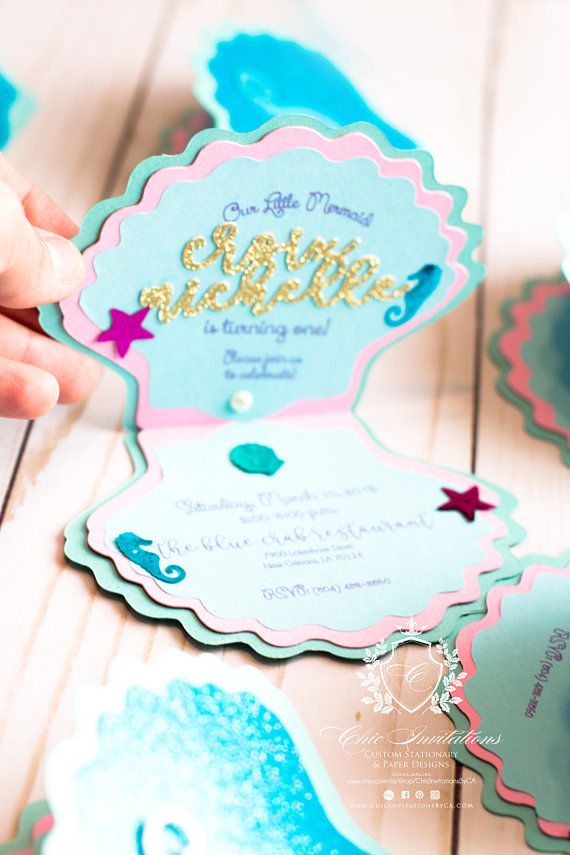 mermaid invitations shell little mermaid handmade invitation mermaid