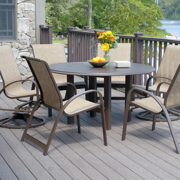 15 Best Sling Patio Furniture Images On Dining Telescope Casual Primera 6 Person Sling Patio Dining Set With Stacking Chairs Kona