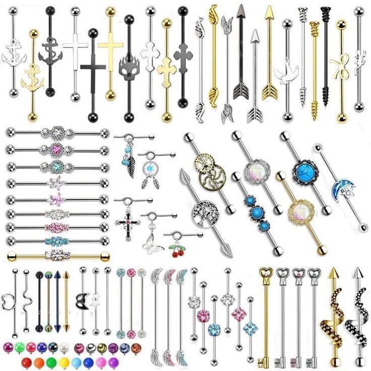 Spikes Triple Beaded Coloured Industrial Barbell Black In 2020
