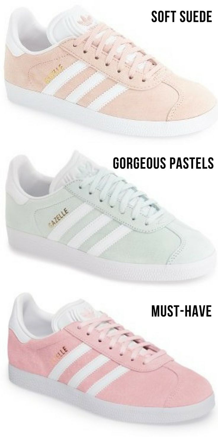 Classic Adidas Gazelle sneakers but with a suede-like soft leather and in pastel colors! #pastel #style #suede… | Fashion shoes, Sneakers, Adidas gazelle