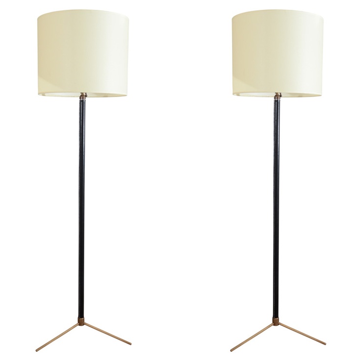 Pair Of Jacques Adnet Leather Wrapped Floorlamp Floor Lamp Wraps Pair Of Jacques Adnet Leather Wrapped, Leather Wrapped Floor Lamp