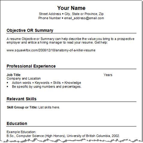 resume format free
