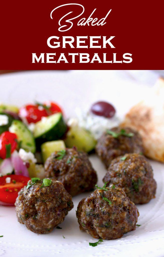 These Baked Greek Meatballs are seasoned with grated onion, garlic
