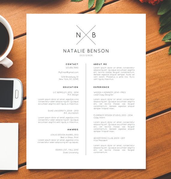 Modern Resume Template and Cover Letter Template for Word, Resume Icons, Resume Design, Creative Resume, Free Resume Template, Natalie