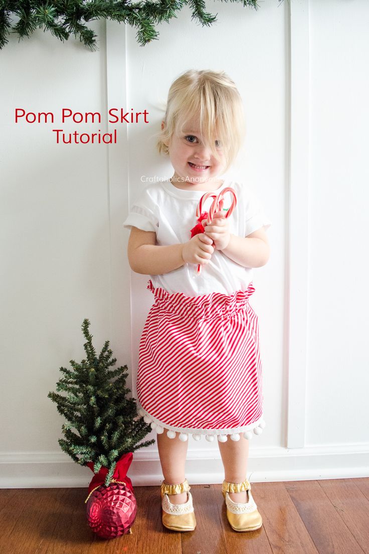 candy cane stripe and pom pom skirt tutorial cute toddler christmas outfits