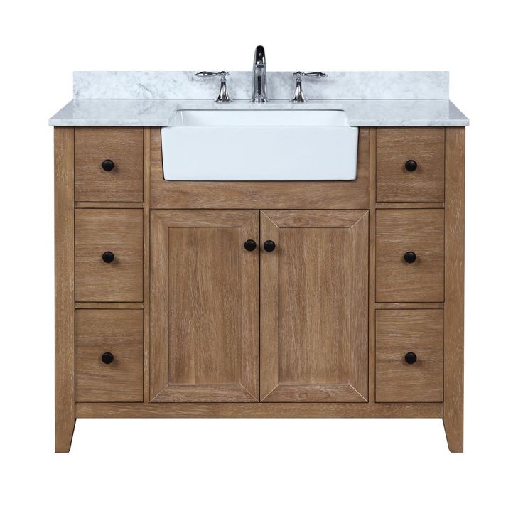 Ari Kitchen And Bath Sally 42 In Single Vanity Ash Brown With Marble Top Carrara White Farmhouse Basin Akb Ashbr The Home Dep Bathroom Bathroom Vanity, 42 Bathroom Vanity Farmhouse Sink